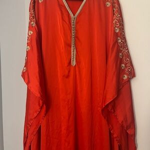 Elegant Red Embroidered Kaftan
